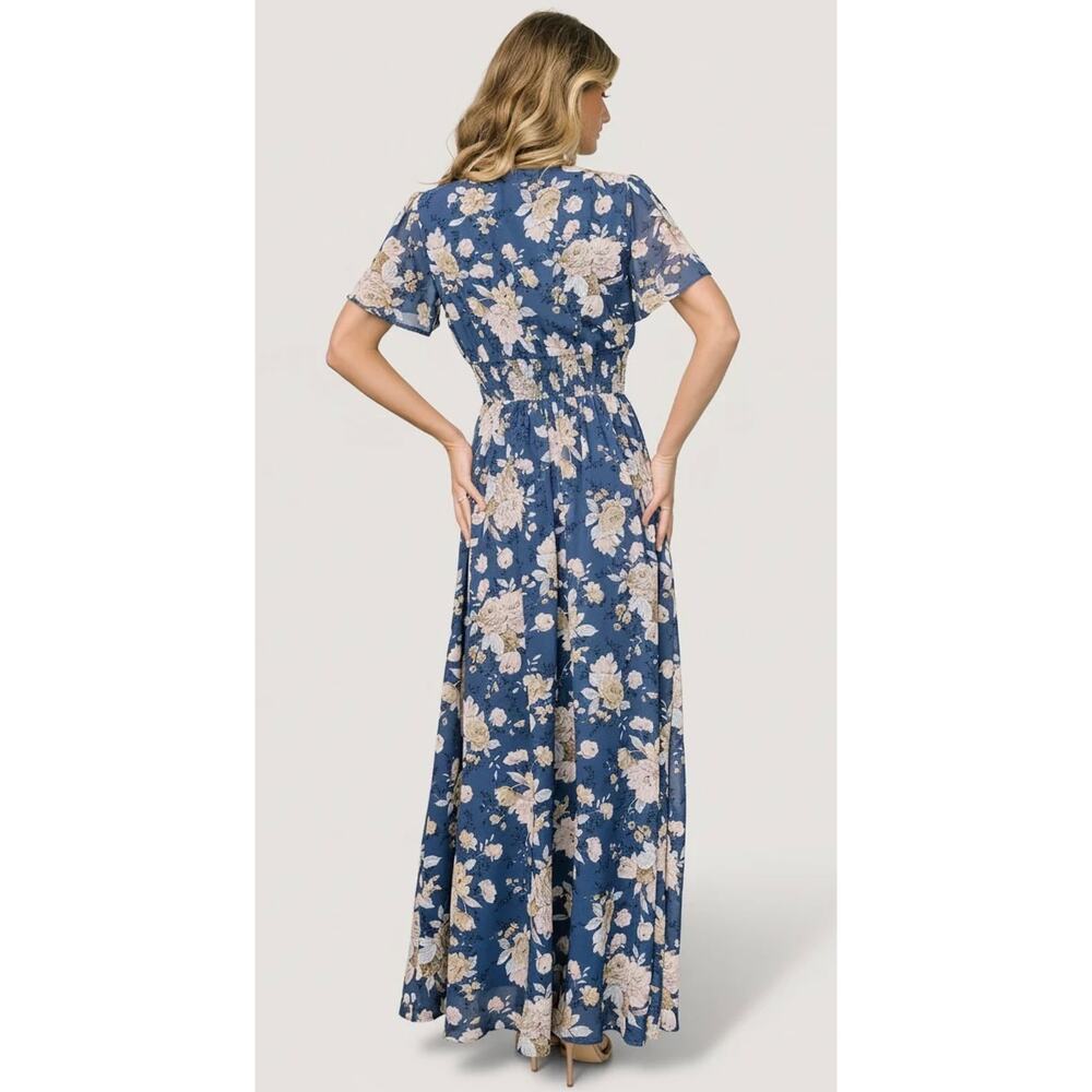 Baltic Born Birdie Maxi Dress Blue Blush Floral Large Wedding Guest Photoshoot - Picture 4 of 14